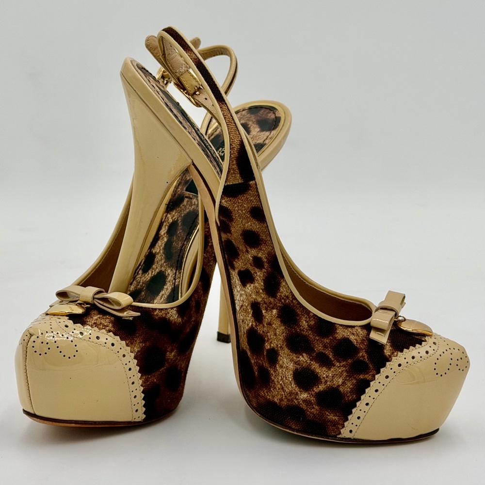 DOLCE & GABBANA Rare Vintage Leopard Slingback Platform Heels Style # 15228 - Picture 4 of 16